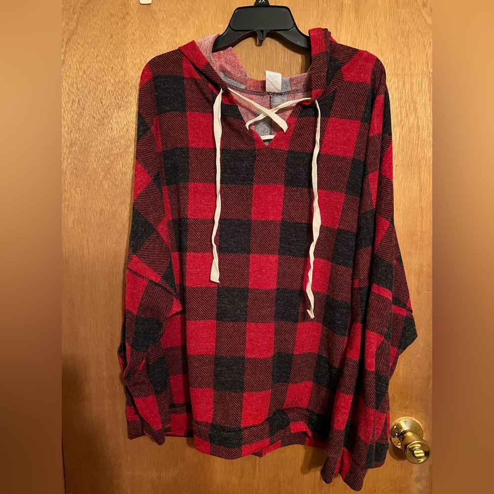 Plaid Sew In Love hooded sweater
